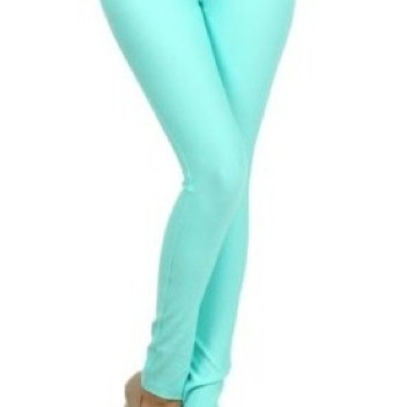 Turquoise Mint Green Stretch Jeggings Leggings NWT - Picture 4 of 5